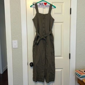 Everlane Linen Picnic Jumpsuit - size 0 - Pewter Green